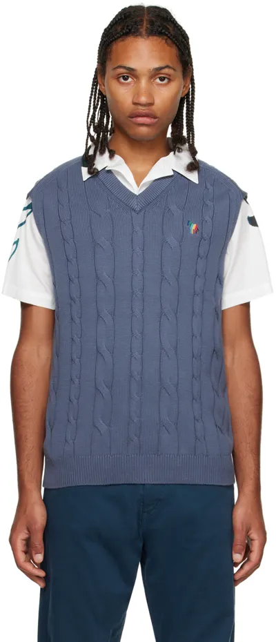 Ps By Paul Smith Blue Zebra Vest In Blau