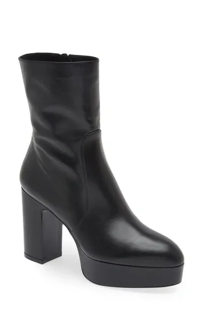 Stuart Weitzman Lala Suede Platform Booties In Black