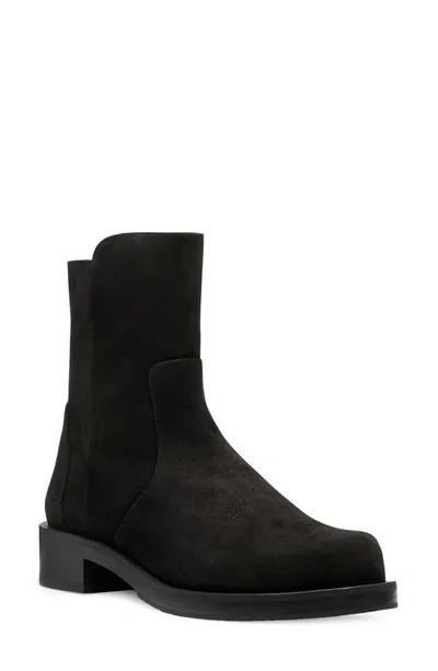 Stuart Weitzman 5050 Bold Zip Bootie In Black Sport Suede