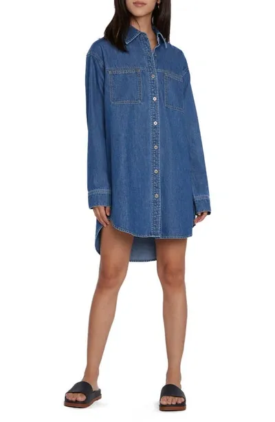 Wash Lab Denim Oversize Denim Shirtdress In Wave Blue