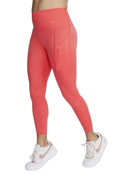 Nike Dri-fit Go High Waist 7/8 Leggings In Ember Glow/black