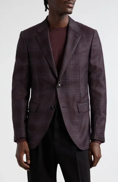 Zegna Men's Plaid Wool Sport Jacket In Burgundy Plaid