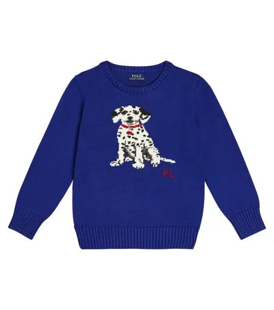 Polo Ralph Lauren Kids' Intarsia Cotton Sweater In Sporting Royal