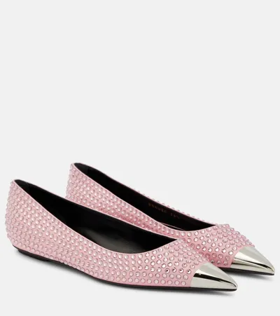 Area Rhinestone-embellished Ballet Flats In Pink