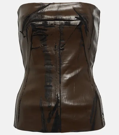 Rick Owens Coated Denim Corset In Brown