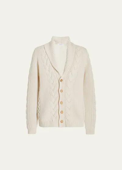 Gabriela Hearst Cable-knit Cashmere Cardigan In Ivory