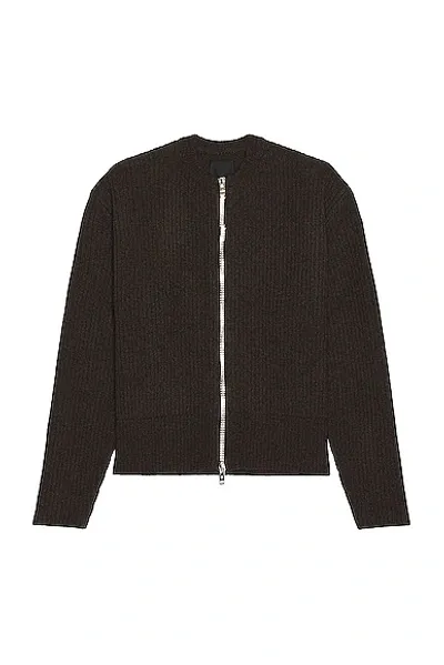 Givenchy Oversized Ribbed-knit Wool Cardigan In Dark Brown