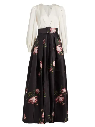 Sachin & Babi Zoe Blossom Gown In Ivory Noir Blossom