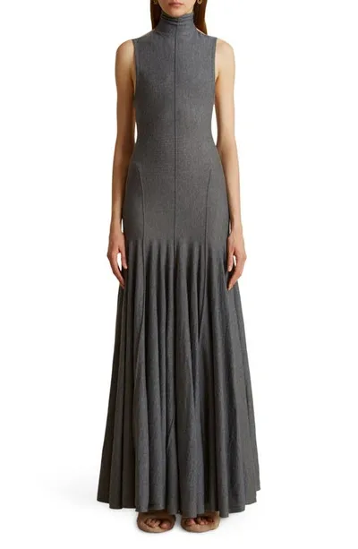 Khaite Romee Open-back Wool Maxi Dress In Sterling