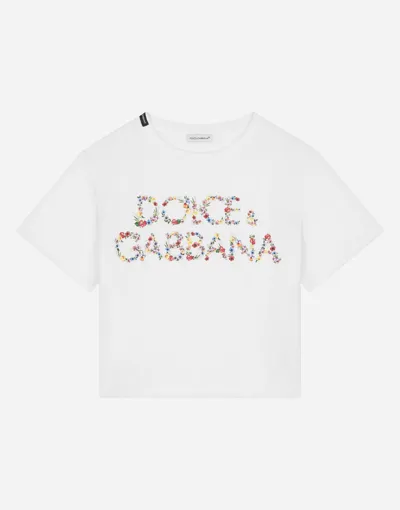 Dolce & Gabbana Jersey T-shirt With Logo Print In White