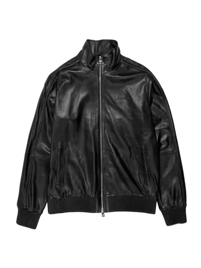 Purple Brand Zipped Leather Jacket In Black