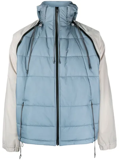 Saul Nash Blue And Grey Transformable Puffer Jacket