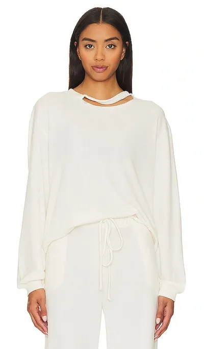 Lanston Porter Twist Neck Pullover Sweatshirt In Ivory