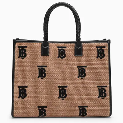 Burberry Medium Freya Tote Bag In Natural & Black