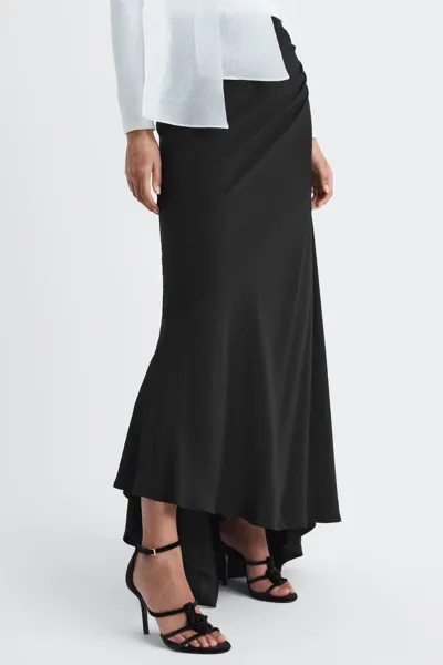 Reiss Black High Rise Fitted Maxi Skirt