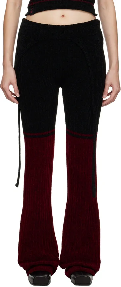 Ottolinger Black Foldover Lounge Pants In Black/red