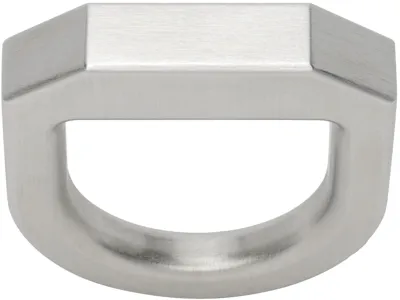 Rick Owens Silver Beveled Ring In 128 Palladio