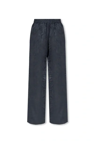 Golden Goose Journey Studded Satin-jacquard Wide-leg Pants In Blue