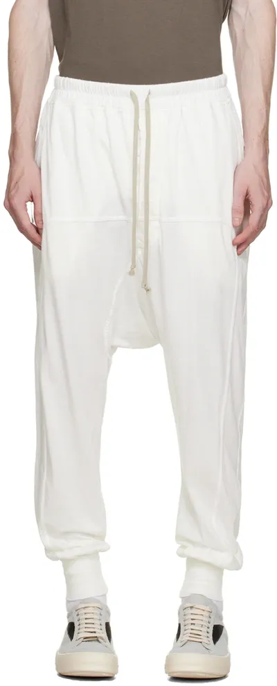 Rick Owens Drkshdw Off-white Drawstring Sweatpants In 11 Milk