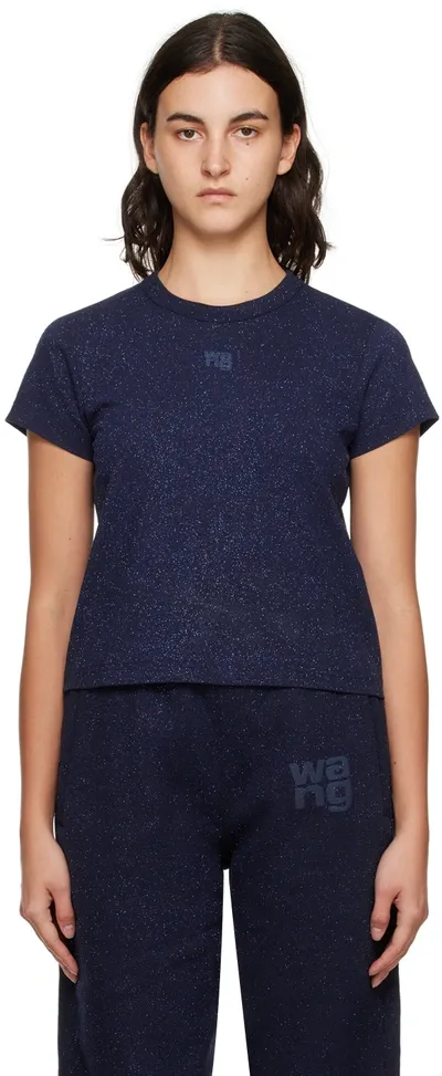 Alexander Wang T Navy Shrunken T-shirt In 065 Nine Iron