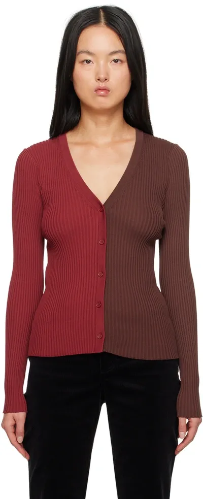 Staud Women's Cargo Colorblock Cardigan In Syrah Chocolate