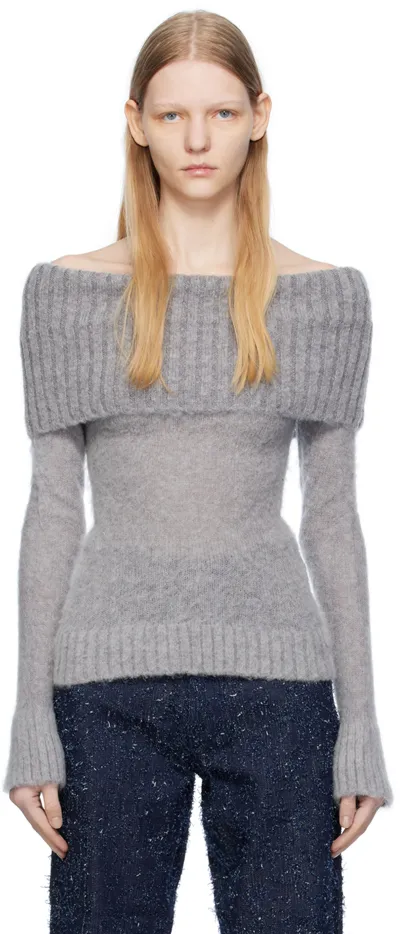 Elleme Gray Off Shoulder Sweater In Grey