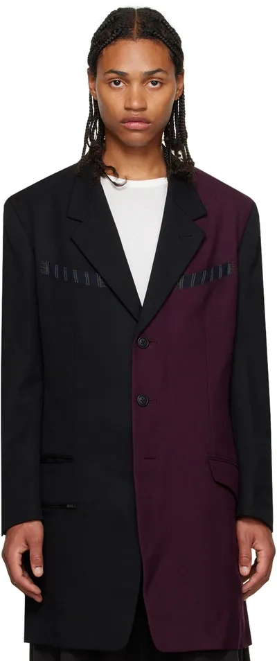 Ys For Men Black Paneled Blazer In 1 Black