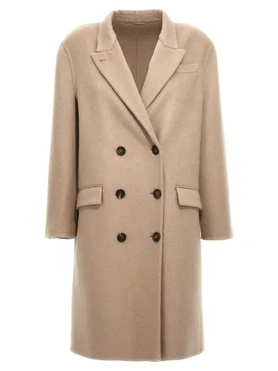 Brunello Cucinelli Buttoned Coat In Beige