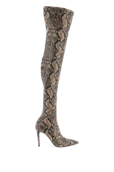 Stella Mccartney Stella Iconic Python-print Boots In Coffee