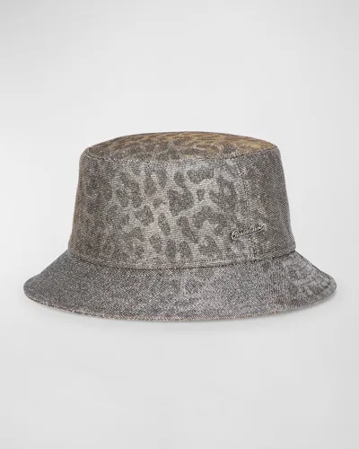 Borsalino Logo-plaque Bucket Hat In Leopard_silver