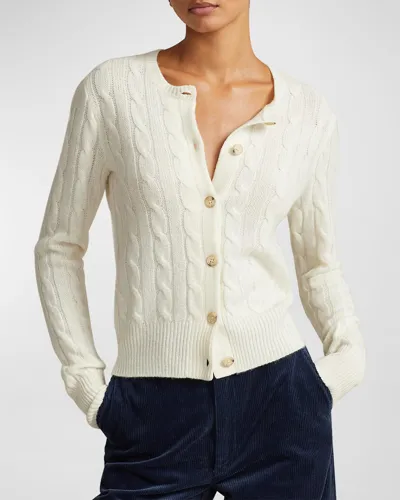 Polo Ralph Lauren Cable Knit Cardigan In Cream