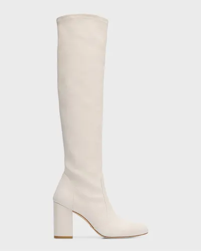 Stuart Weitzman Yuliana Leather Knee Boots In Cream