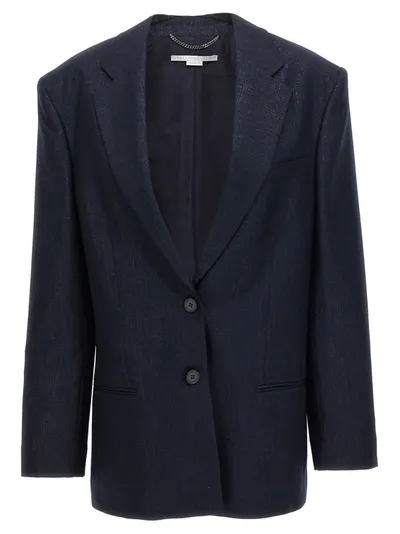 Stella Mccartney Lurex Single-breasted Blazer In Blue