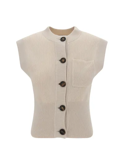 Brunello Cucinelli Vest With Monili In Multicolor