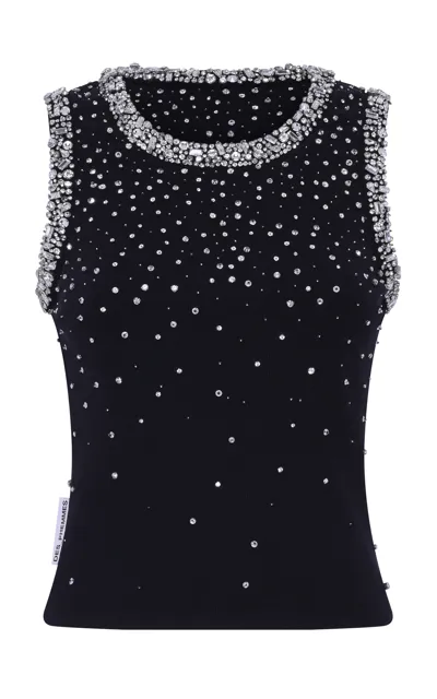 Des_phemmes Crystal-embellished Cotton Tank Top In Black