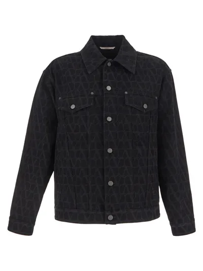 Valentino Giubbino Denim Jacket In Black