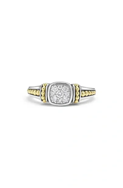 Lagos Rittenhouse Two-tone Pave Diamond Ring In Silver