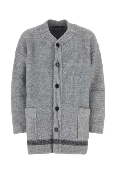 Dolce & Gabbana Melange Grey Stretch Nylon Blend Cardigan In Gray