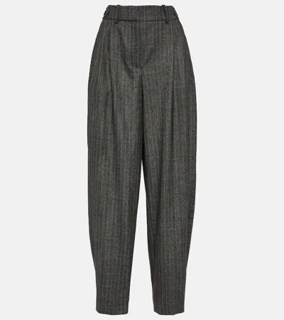 Stella Mccartney Pinstriped Wool Wide-leg Pants In Grey