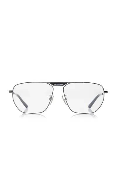 Balenciaga Tag 2.0 Aviator-frame Metal Glasses In Black