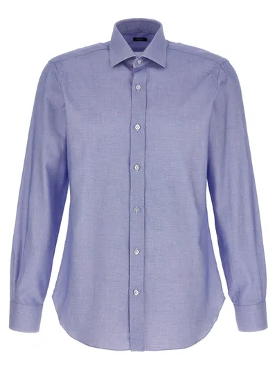 Barba Micro Knit Shirt In Light Blue