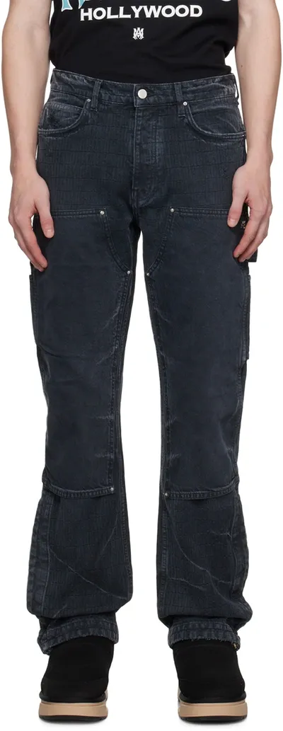 Amiri Black Jacquard Jeans In Faded Black