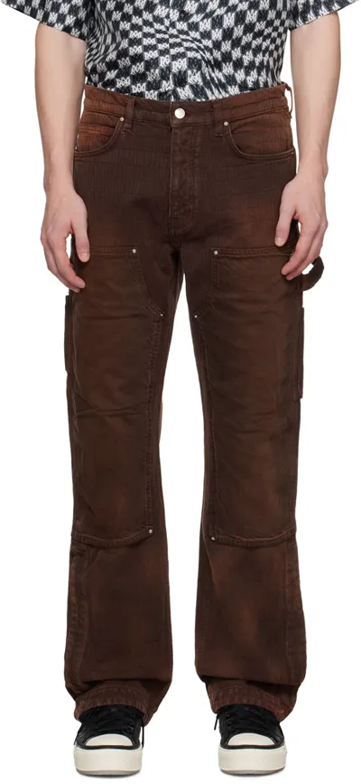 Amiri Burgundy Jacquard Jeans In Brown