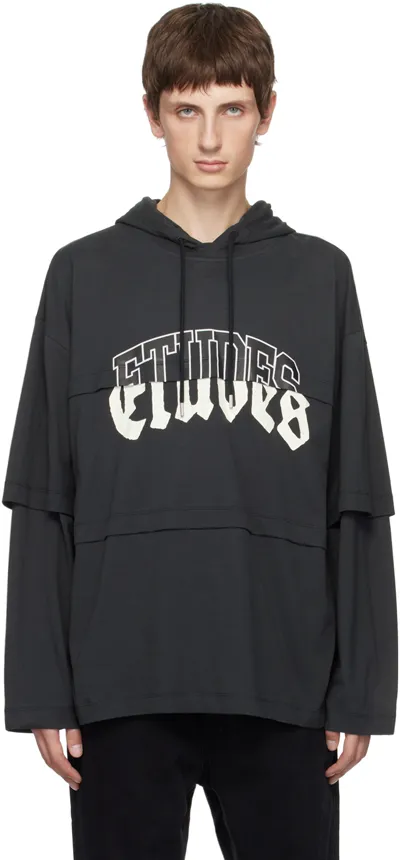 Etudes Studio Pave Layered Organic Cotton Hoodie In Black