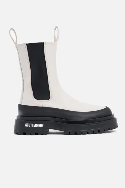 Stutterheim High Walker Leather Boots In Ivory