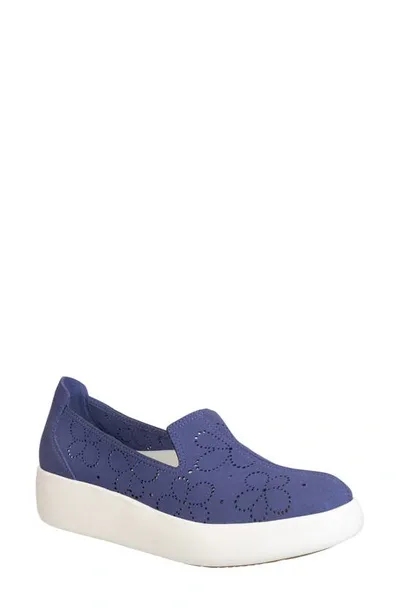 Otbt Coexist Perforated Floral Platform Slip-on Sneaker In Navy