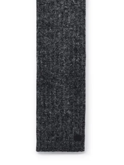 Saint Laurent Knit Signature Scarf In Gray