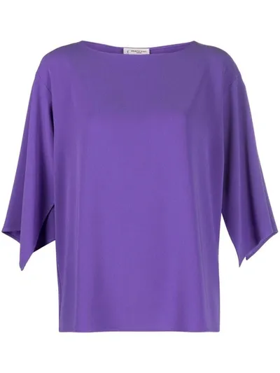 Alberto Biani Boat-neck Long-sleeved Blouse In Violet