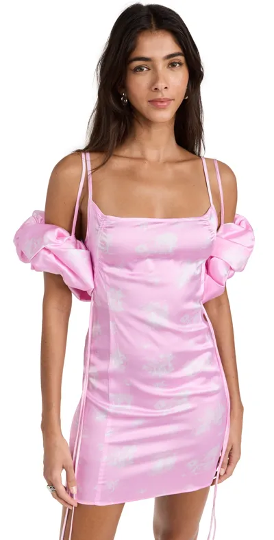 Jacquemus La Mini Robe Chouchou Satin Mini Dress In Print Toile De Jouy Pink