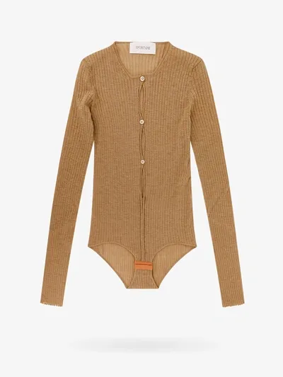 Sportmax Dinar Long Sleeve Bodysuit In Beige